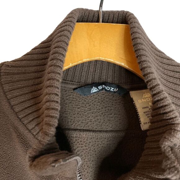 Snozu Women's size Medium Brown Fleece Sweater trim Full Zip Front Jacket - Picture 4 of 10